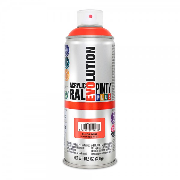 Pintura acrílica spray evolution 520 cc f107 fluor rojo 300 g (pack 2 unidades) Pintura acrílica spray evolution 520 cc f107 fluor rojo 300 g (pack 2 unidades)