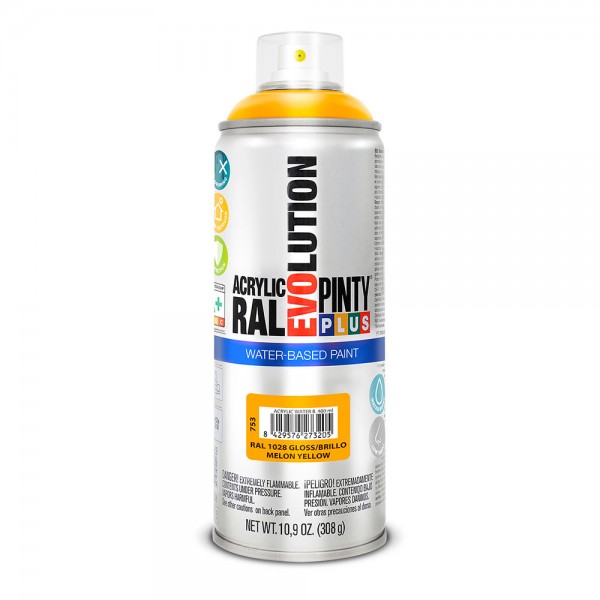 Pintura en spray pintyplus evolution water-based 520cc ral 1028 amarillo melón