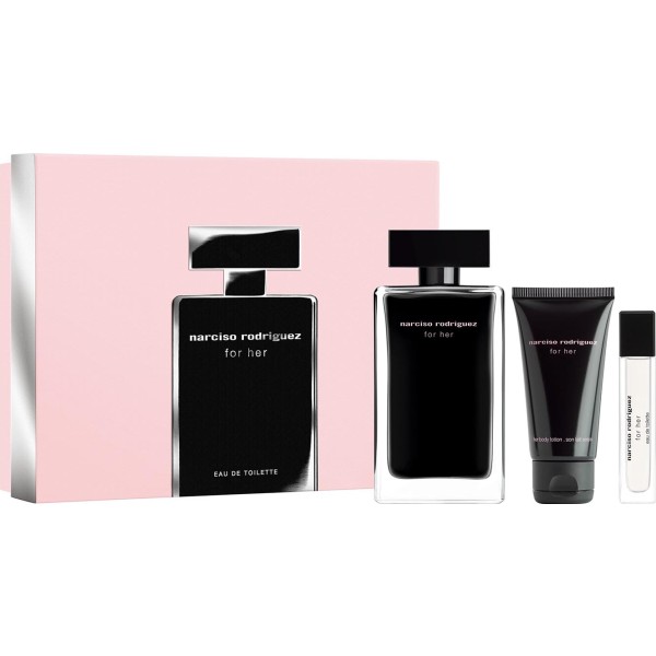 Narciso rodriguez for her eau de toilette 50ml vaporizador + eau de toilette 10ml vaporizador + 1 body lotion + 50ml