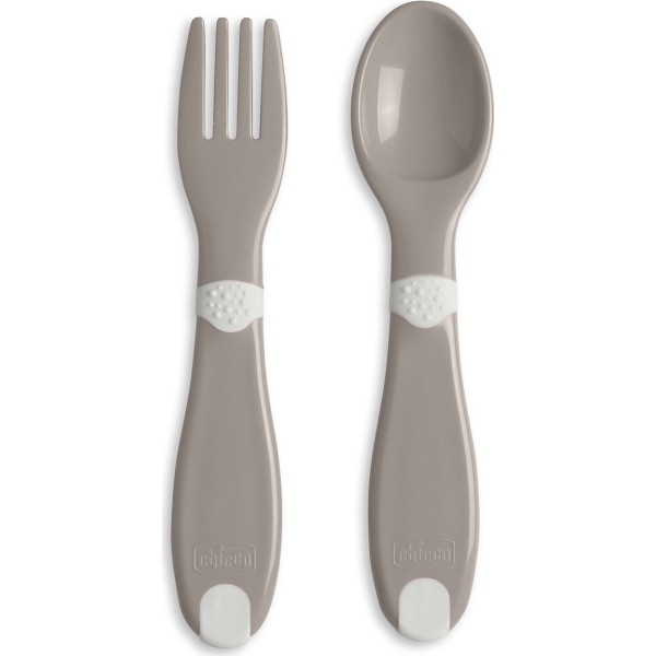 Chicco Primer Set de Cubiertos 12m+ Gris 2 Unidades