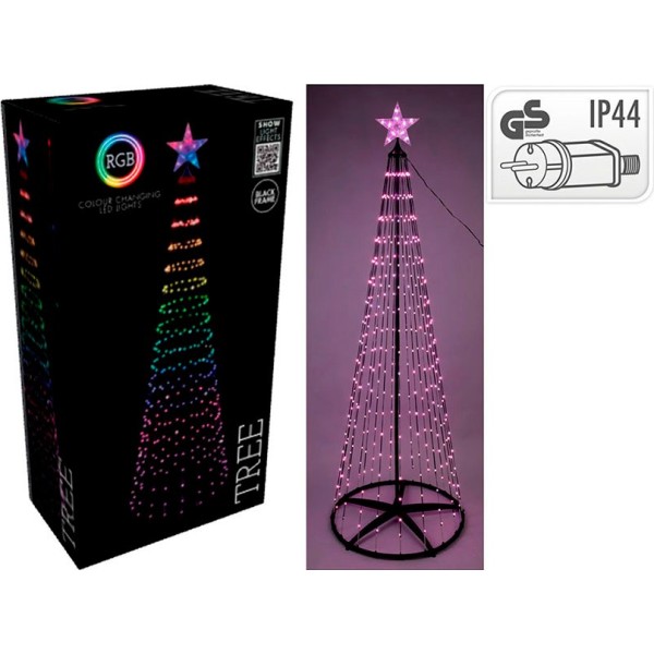 árbol de navidad 370 led rgb negro exterior 210 cm