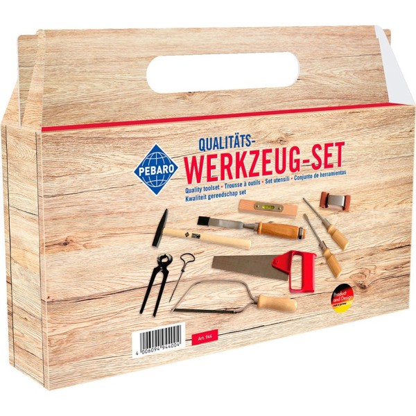 Set de herramientas infantil en caja de cartón con asa de transporte, 10 piezas