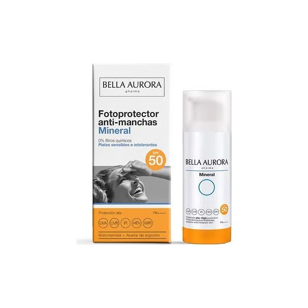 Bella Aurora Fotoprotector Mineral Antimanchas SPF50 Piel Sensible 50ml