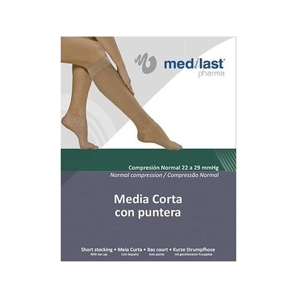 Medilast Media Corta Con Puntera Negra Compresión Normal T-M