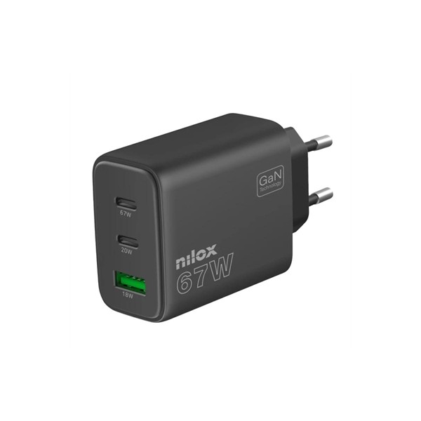 Nilox cargador 67w 2 usb-c usb-a