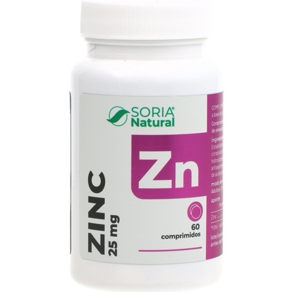 Soria Natural Zinc 25mg Liberación Sostenida 60 Comprimidos