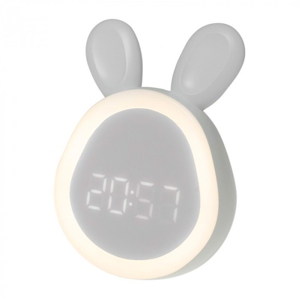 Reloj despertador recargable modelo conejito blanco