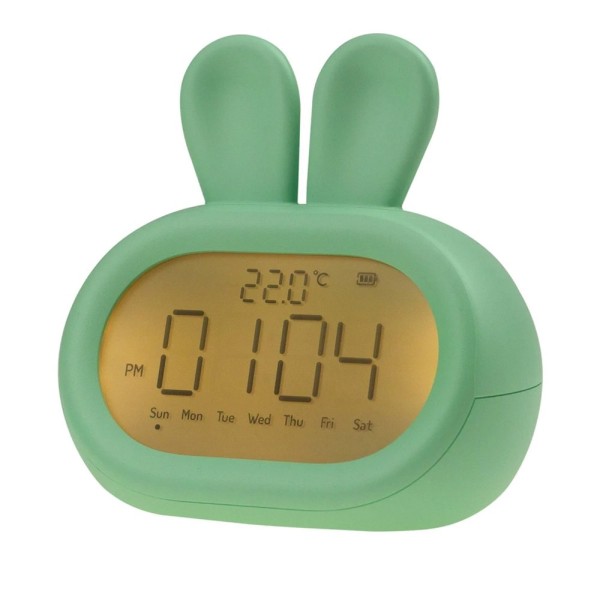 Reloj despertador recargable modelo conejo verde