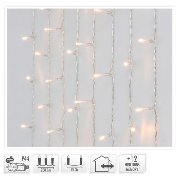 Cortina led exterior 480 leds luz blanco cálido 225 x 300 cm